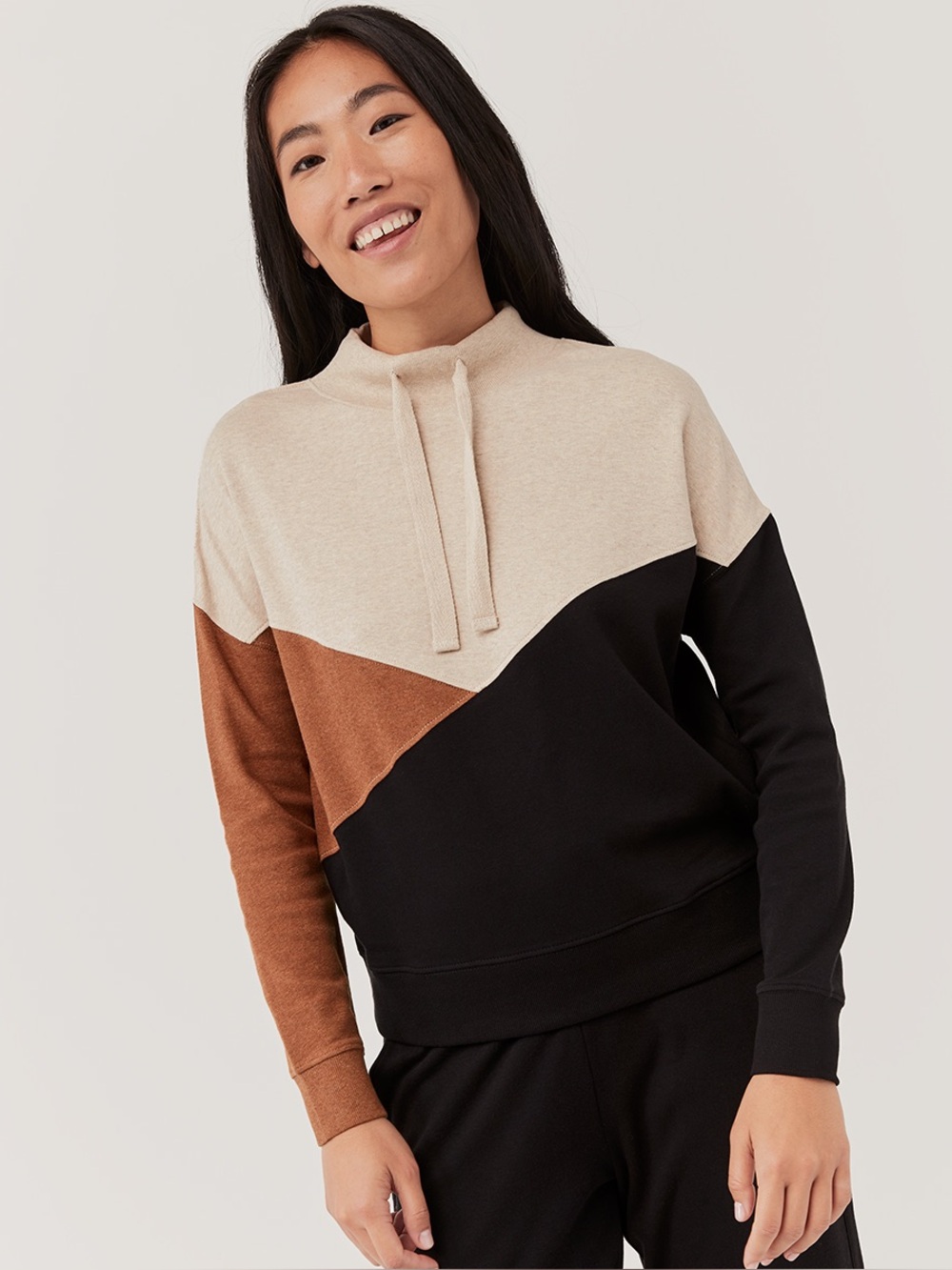 ‼️NWOT: Pact Organic Tri-tone Color Block Turtleneck Sweatshirt - S